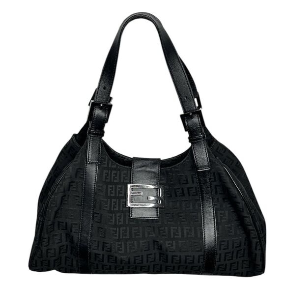 FENDI Zucca Tote in Zucca FF Black Canvas Mama Purse Handbag Bag - Picture 1 of 8